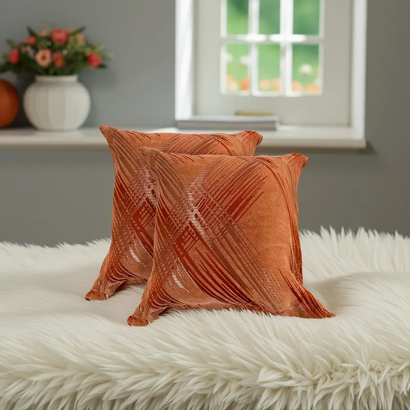 set of 2 line pattern chenille yarn double sided throw pillowcase soft and comfortable square throw pillow cover cushion cover holiday gifts decorative for sofa bed 18 x 18 weight 0 95 Product details 6