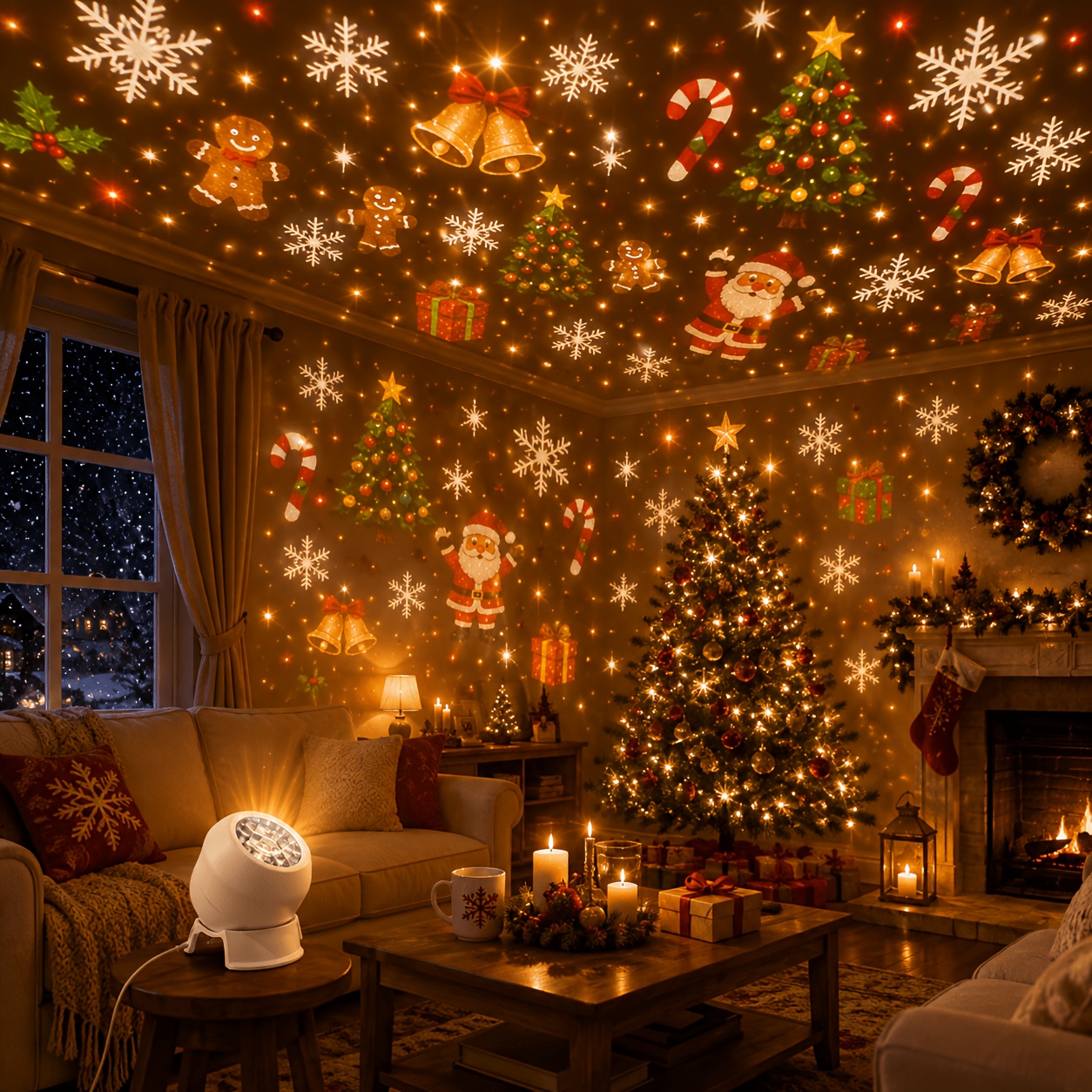 TEMU Dynamic Projection Lamp, 360-degree Rotation, Christmas, Multiple , A Different Atmosphere, Suitable For Christmas. Valentine's Day, Birthday