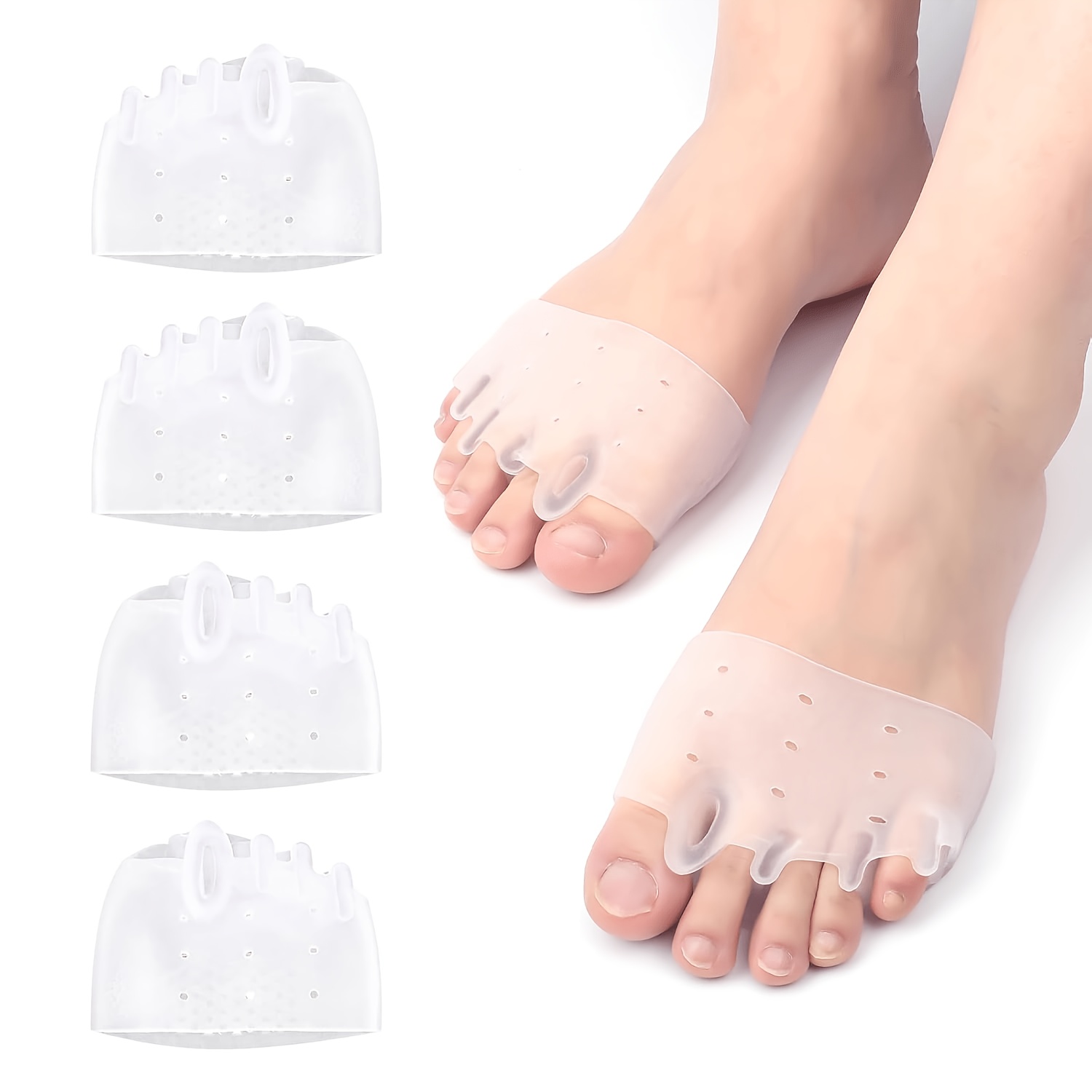 TEMU 4 pezzi Cuscinetti in per l'avampiede, Morbidi cuscinetti metatarsali in gel a d'ape, Divisori per traspiranti, Adatti per tacchi alti, e scarpe