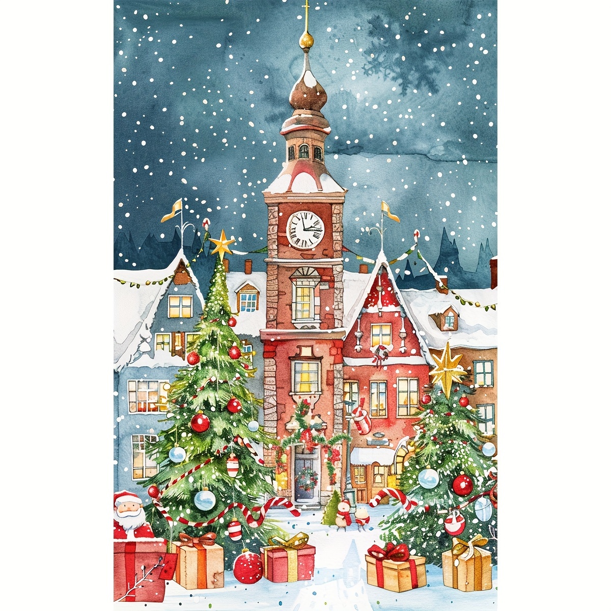 

Christmas Town Cross Stitch Kit - 1pc, Festive School Scene Embroidery Set With Printed Pattern, Fabric, Thread, Needle & Instructions - Holiday Wall Decor 40x60cm / 15.7x23.6in