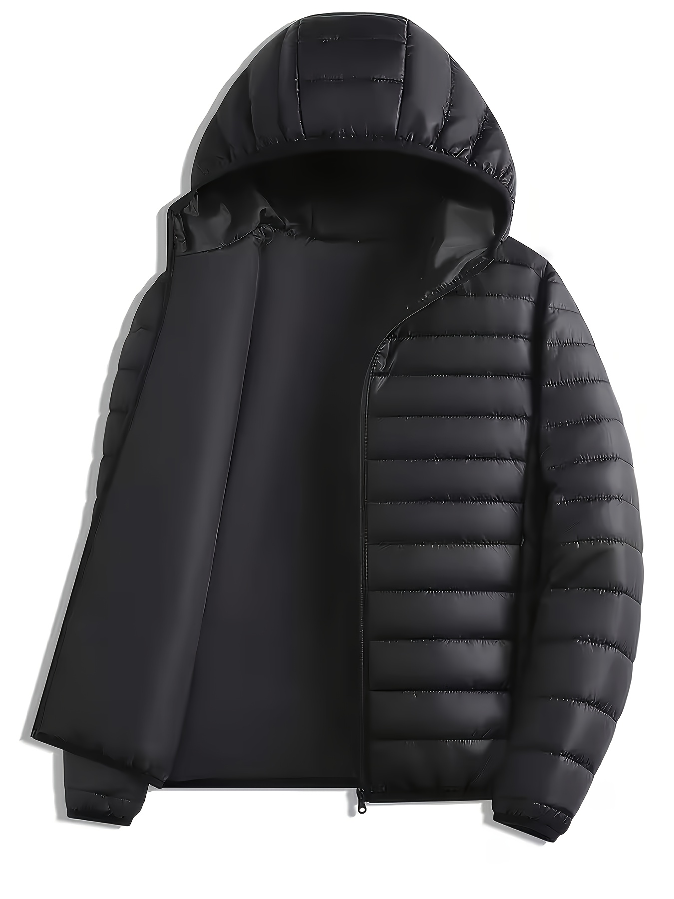 New Men'S Hooded Jacket, Thick And Warm Outerwear, Suitable for Outdoor Sports, Climbing, And Casual Wear in Winter. Features a Ribbed Design, Full Zipper Closure, And a Easy Yet Stylish Look