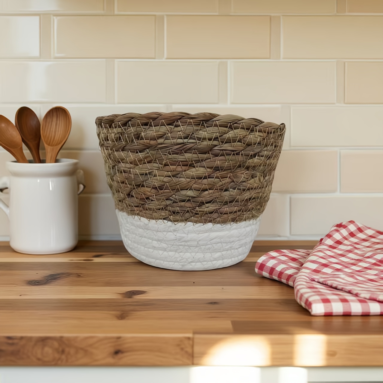 Juego de 3 macetas, macetas tejidas artesanales de estilo bohemio, macetas decorativas para plantas, contenedores para plantas verdes y suculentas, macetas decorativas de interior, macetas de decoración de escritorio. Regalo de jardinería, decoración del hogar