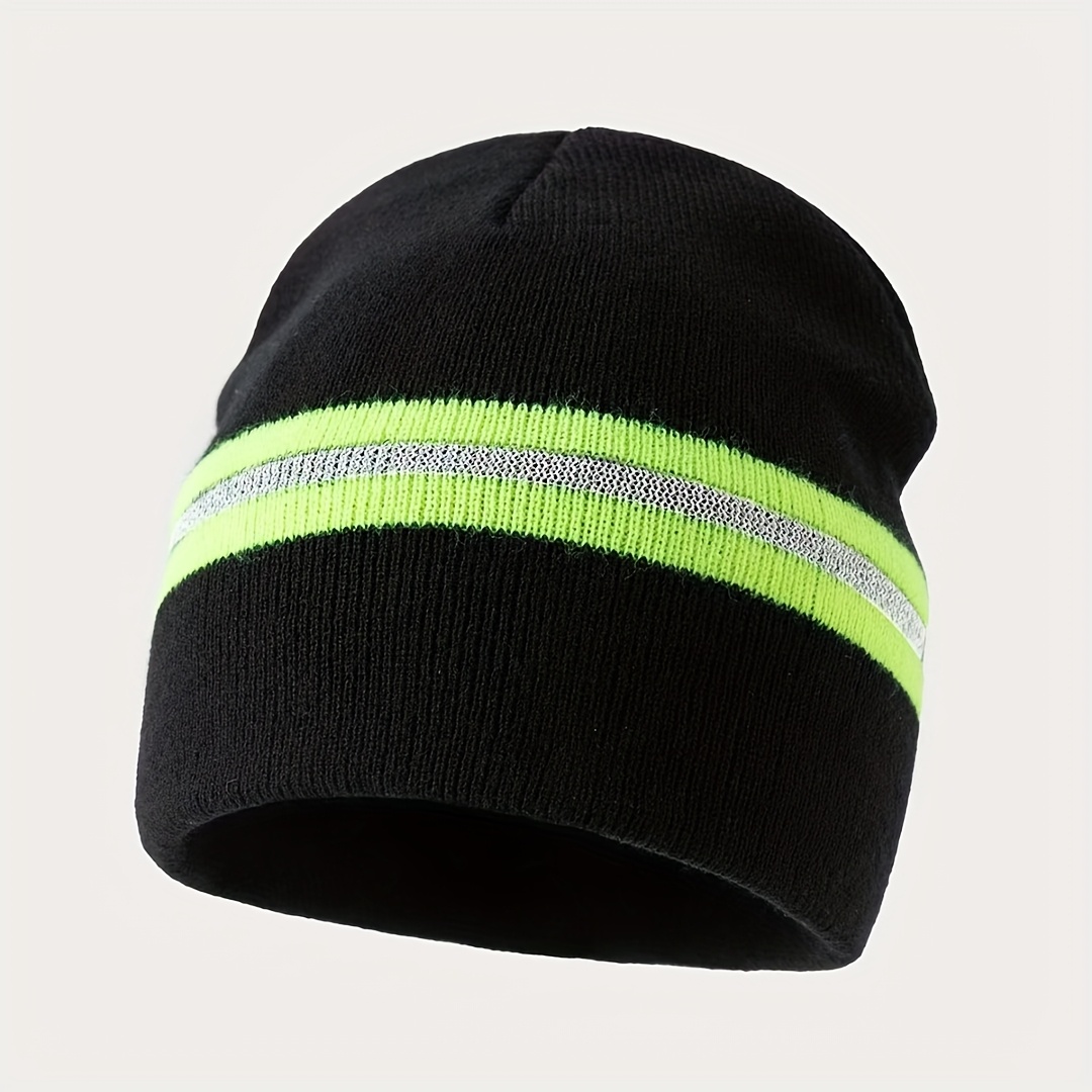 

Reflective Knit Beanie - Warm, Stretchy & Hand-washable For Fall/winter, Brimless, Hats, Style