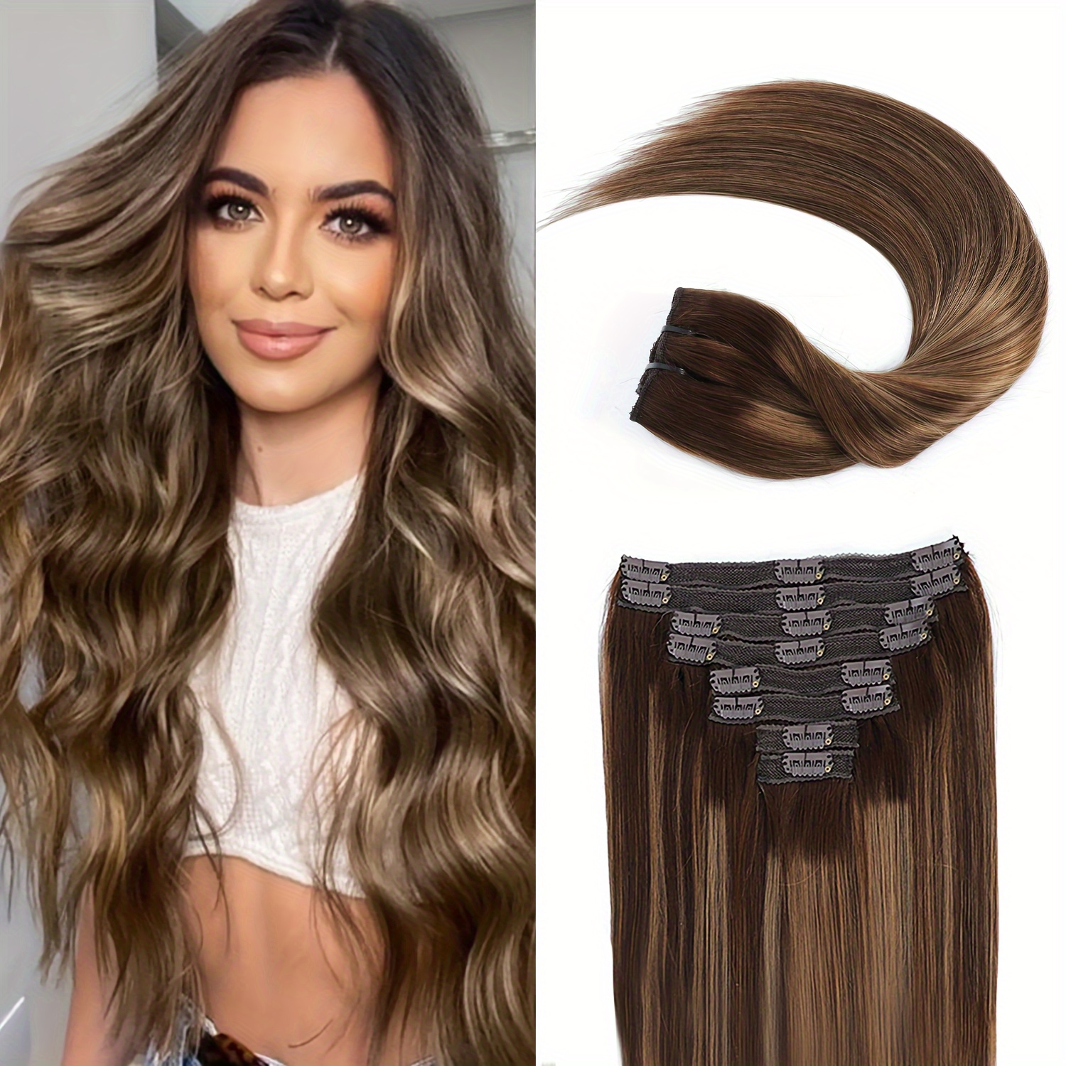 

Clip In Hair Extensions 120g 8pcs Straight Clip In Human Hair Remy Clip In Hair Extensions Real Human Hair Double Weft