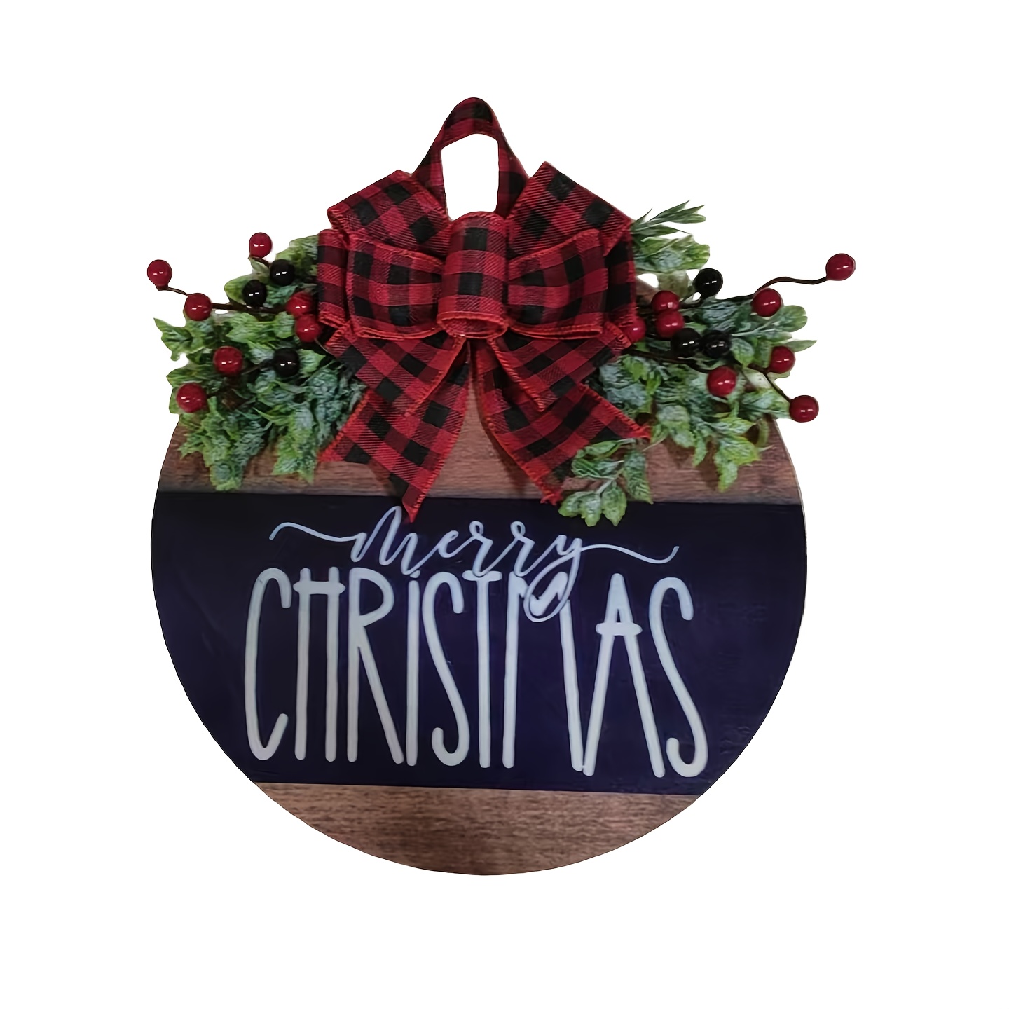 Image of Door Hanger | Merry Christmas | Front Door Decor | Farmhouse | Welcome Door Hanger | Welcome Wreath | Circle Hanger | Door Wreath |