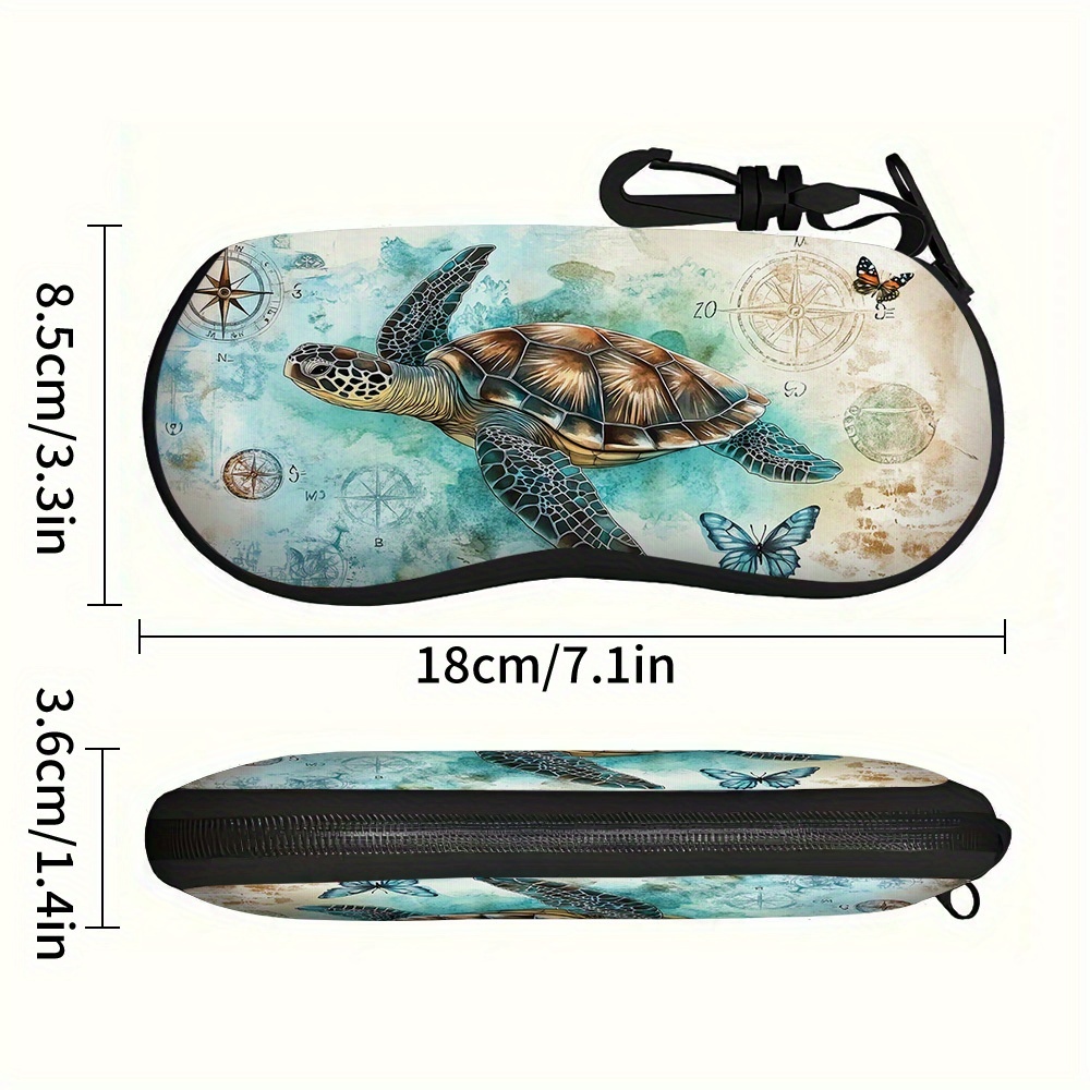 1pc, Painting Style Glasses Case Sea Turtle, Perfect For Women Accessory For Fashion Glasses, Portable Glasses Case Eyewear Accessory
