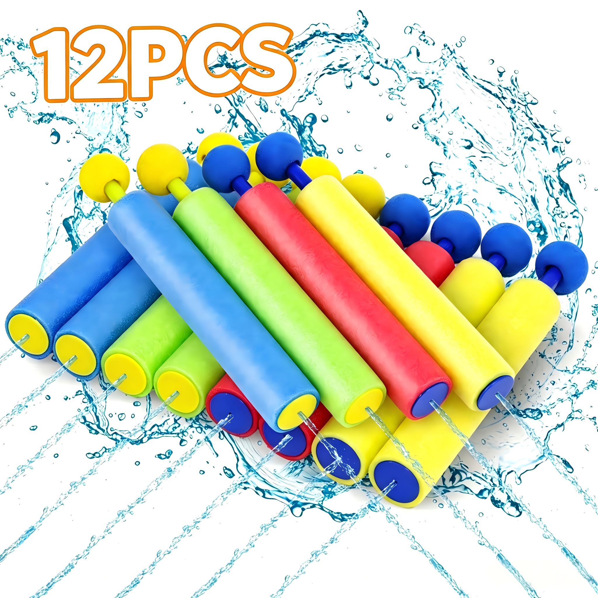 TEMU 6/12/24/36 Pack Water Gun, Water Soaker Blaster Guns, Colorful Foam Shaft Guns For Swimming Pool, Beach, Summer Party, Outdoor Water Activities,