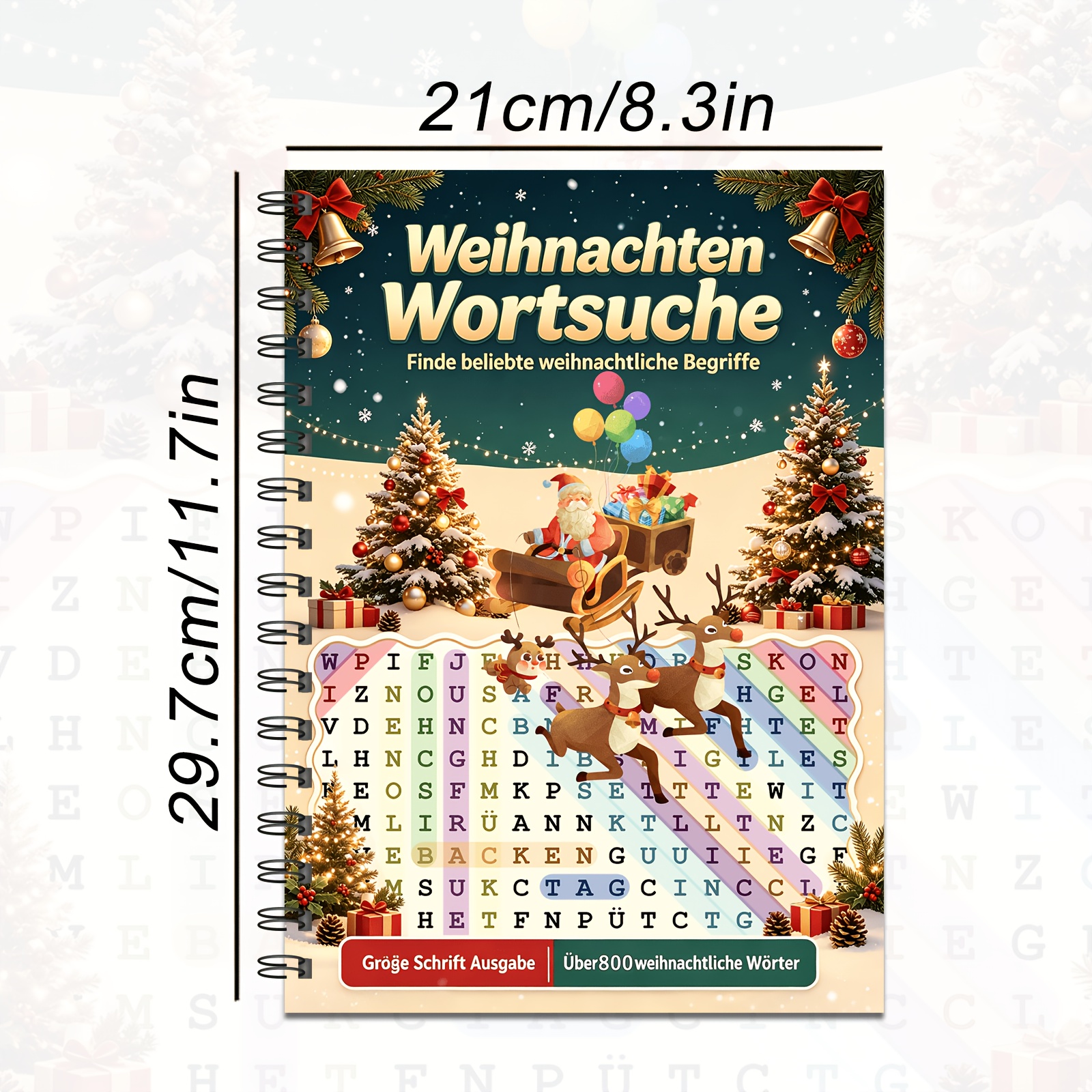 TEMU Large Print German Christmas Puzzle Book For Adults & Seniors, Oversized Font For Adults & Seniors, 800+ Relaxing Warm Popular Festive Winter