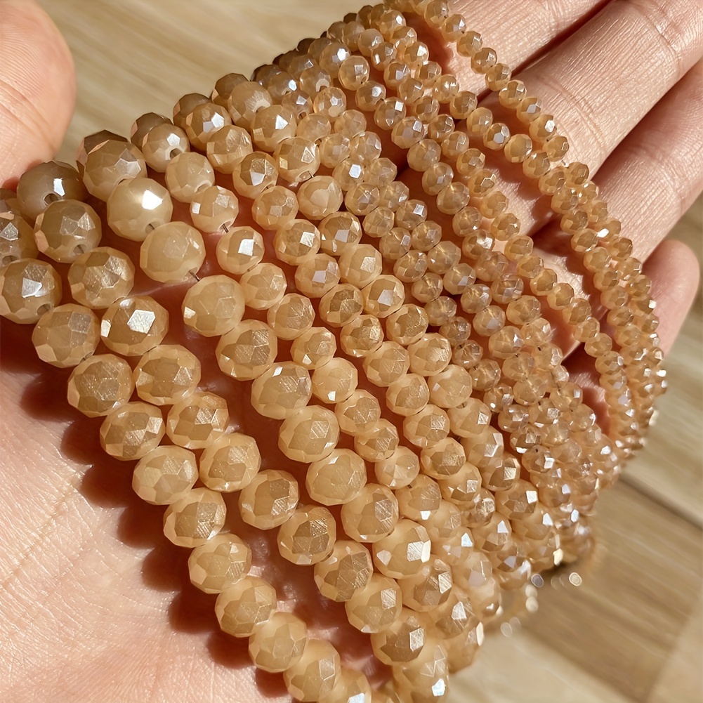 

Champagne Color Artificial Crystal Bead Set -65-130pcs- Elegant Flat Round Spacer Beads For , Bracelets, Necklaces - Perfect Craft Gift