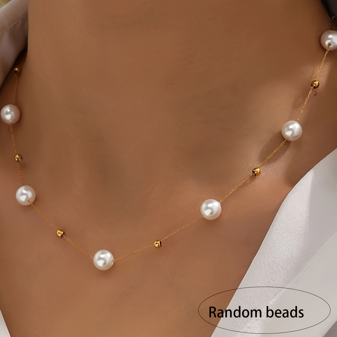 TEMU Collar de Cuentas de de Perlas | Joyería Elegante para el Cuello, Aleación de y Plástico, Adecuado para Todas