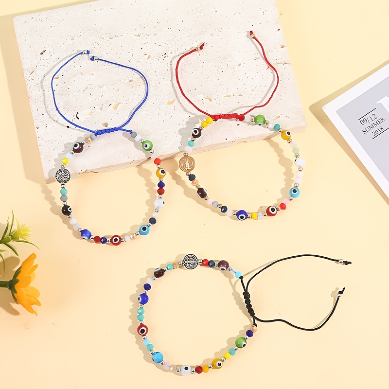 Glass Demon Evil Eye Rice Bead Bracelet Carnival Surprise