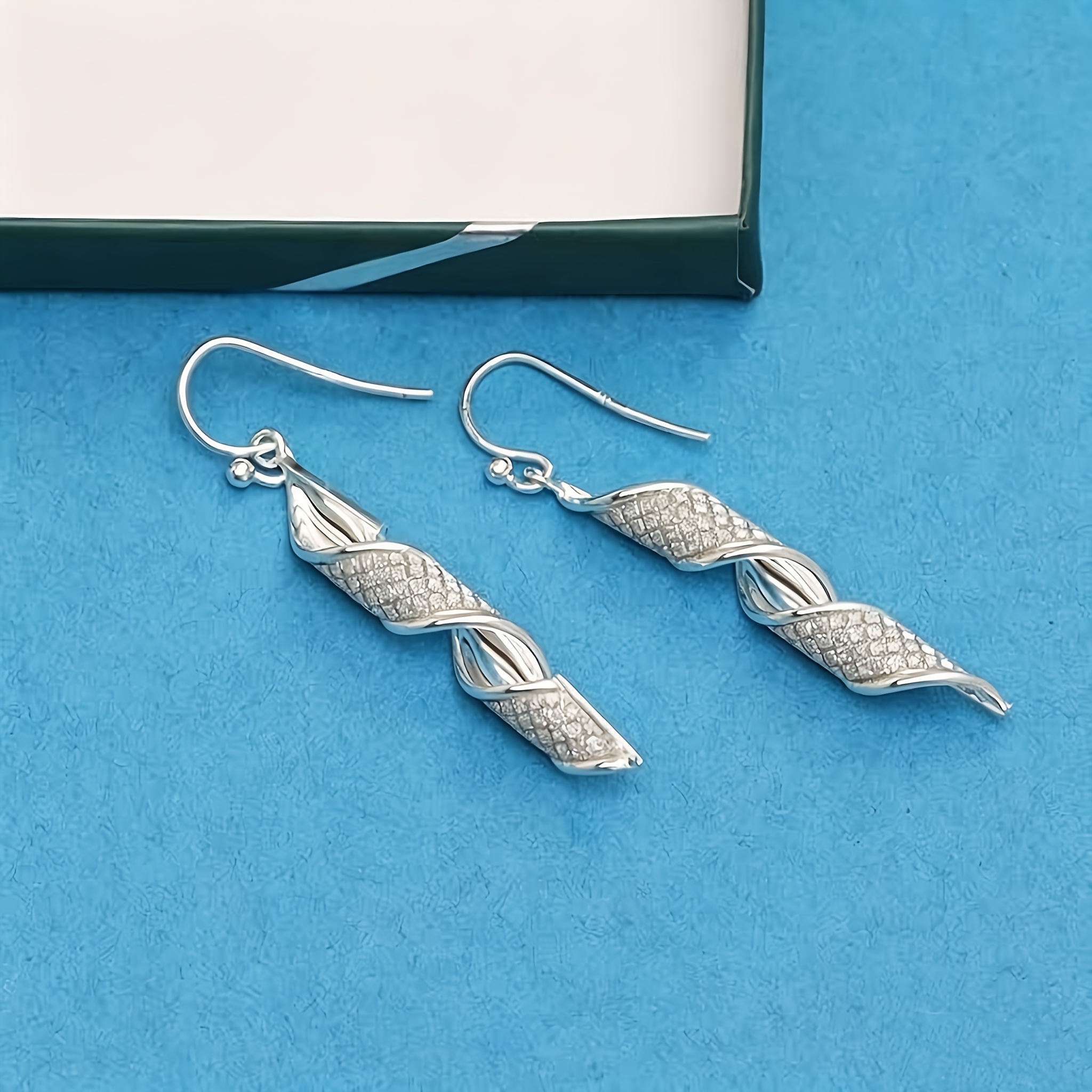 Women's S925 Silver 3D Spiral Design Drop Earrings