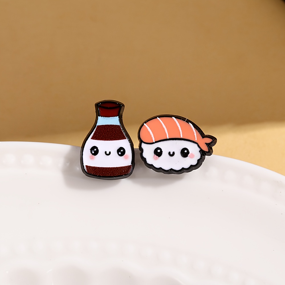 TEMU Pendientes de Adorables - Aretes de Esmalte Temáticos, Ideales para Fiestas, Atuendos Informales y Regalos para Amantes del Sushi, para