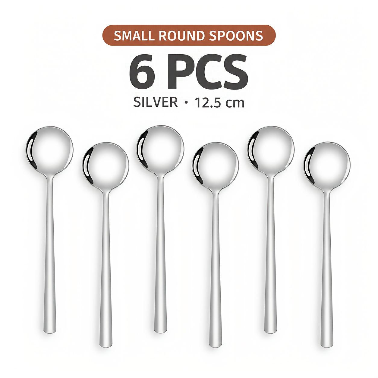 TEMU 6pcs Stainless Steel Coffee Stirring Spoons, Stylish Golden/silvery Dessert Spoons, Pudding Spoons, Yogurt Spoons, Household Afternoon Tea