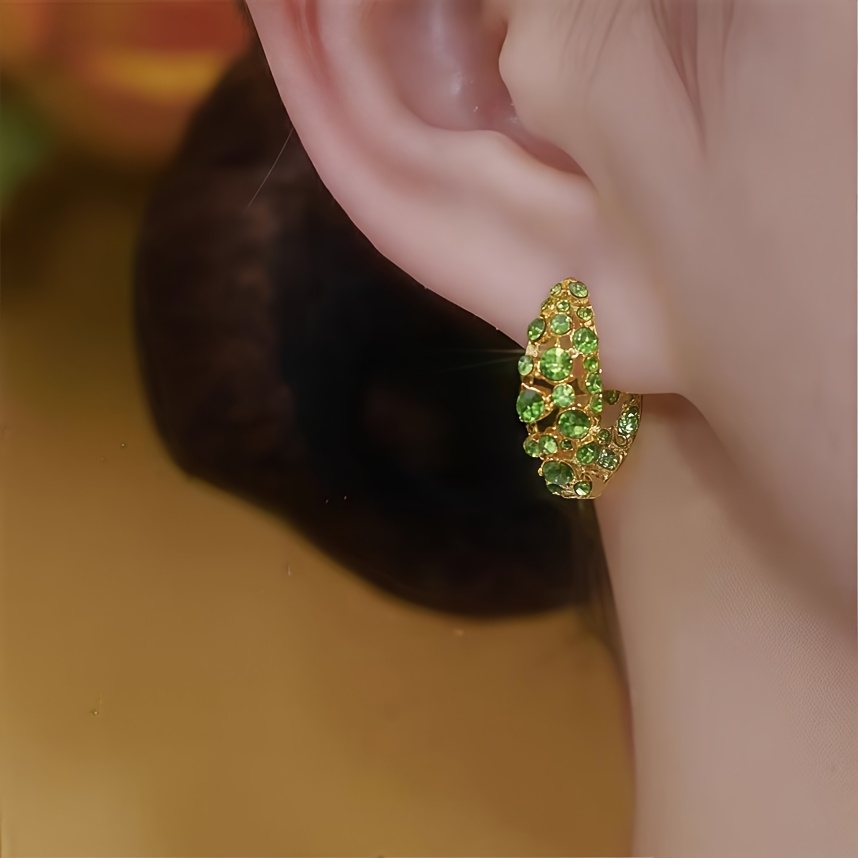 Image of 1 Pair Of , Light Luxury, Exquisite Purple Synthetic Zirconia Stone Earrings Suitable For Women' Wear