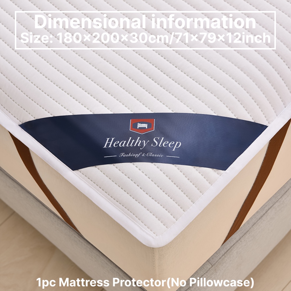 1pc Striped Mattress Protector, Quiet And Comfortable Fitted Sheet, Soft And Breathable, Fits Single/double Beds, Bedroom, (no Pillowcase)