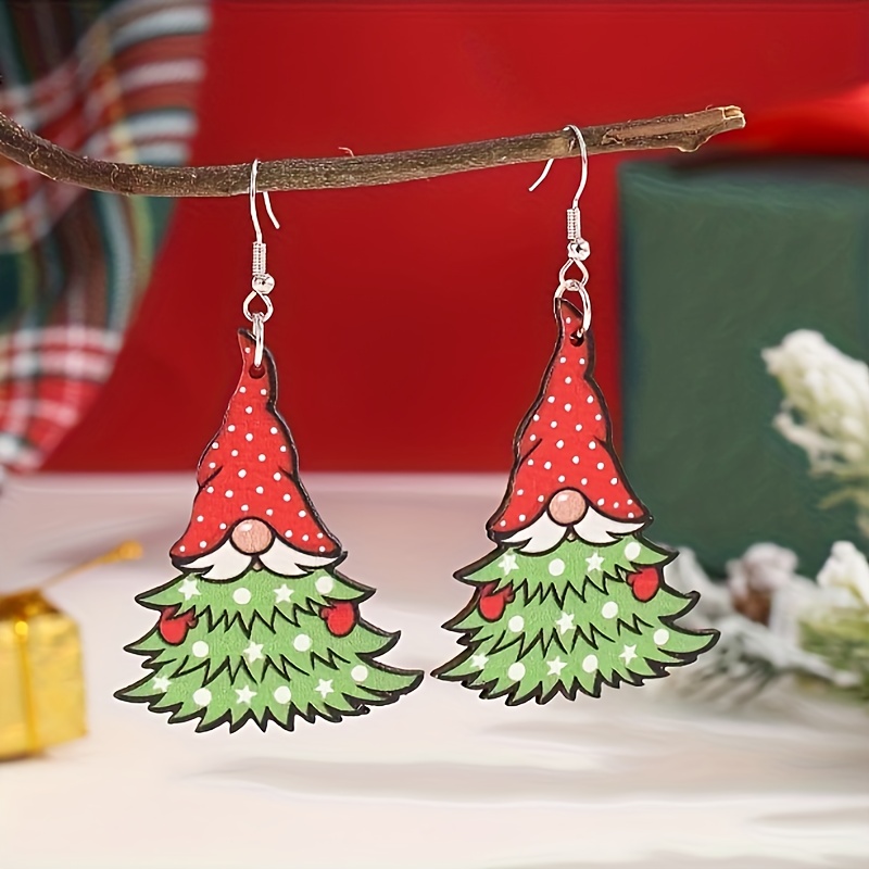 

A Of Christmas Pattern Hanging , Wooden Jewelry, Christmas
