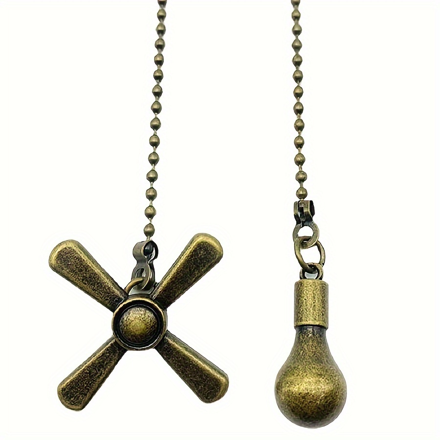 

1 Set Ceiling Fan Pull Chain,light Bulb And Fan Shape Ceiling Fan Cords Ceiling Fan Chain Pulls With 2pcs 12inch Beaded Ball Extension Chains For Celing Fan Light And Wall Lamps, Cabinet Light