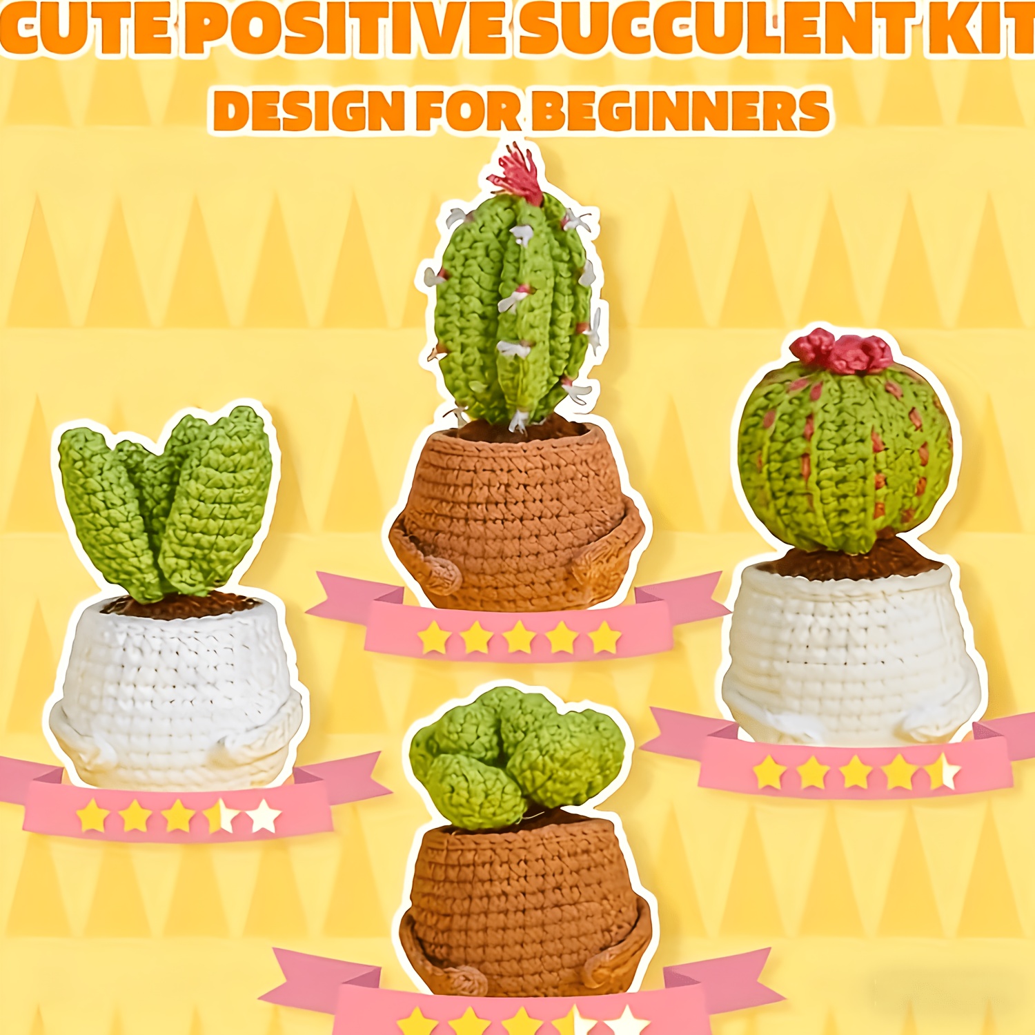 TEMU 6pcs Beginners Crochet Kit, Crochet Starter Kits With Video Tutorials, Hanging Potted Plants Knitting Starter Pack For Beginners Decoration,