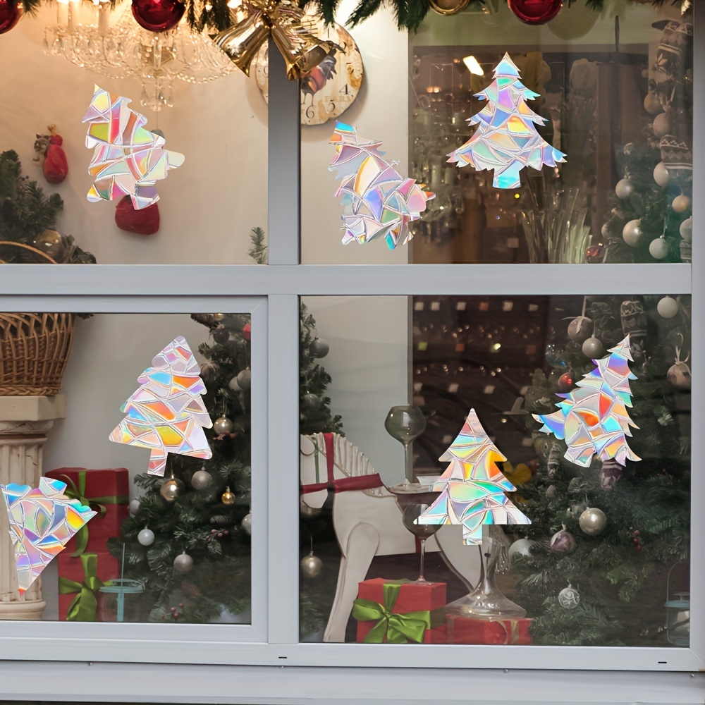 1 set   rainbow prism suncatcher window clings reusable static   pvc glass stickers 5mil thick glossy finish christmas festive bird snowflake decals for holiday decor details 29