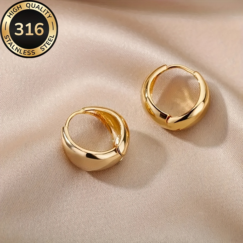 Hypoallergenic Stainless Steel French Golden Hoop Earrings