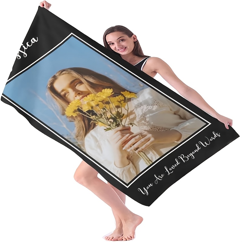 TEMU 1 Toalla de playa personalizada con foto e imagen, y texto de , con foto, toalla de baño tipo collage, toalla de playa, regalo, toalla de playa