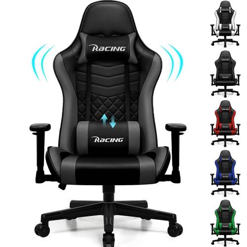 scaun gaming, scaun ergonomic gaming, fotoliu gaming cu pernă lombară ajustabilă, echipat cu suport lombar ajustabil și tetieră, rotire 360° și proiectat pentru o greutate de până la 200 kg.