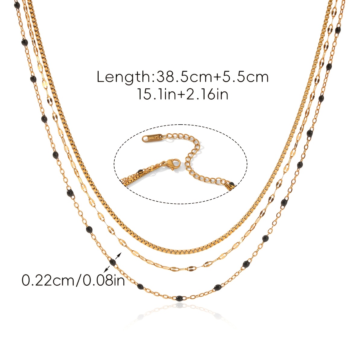 Women's 18K Plated Stainless Steel Layered Chain Necklace