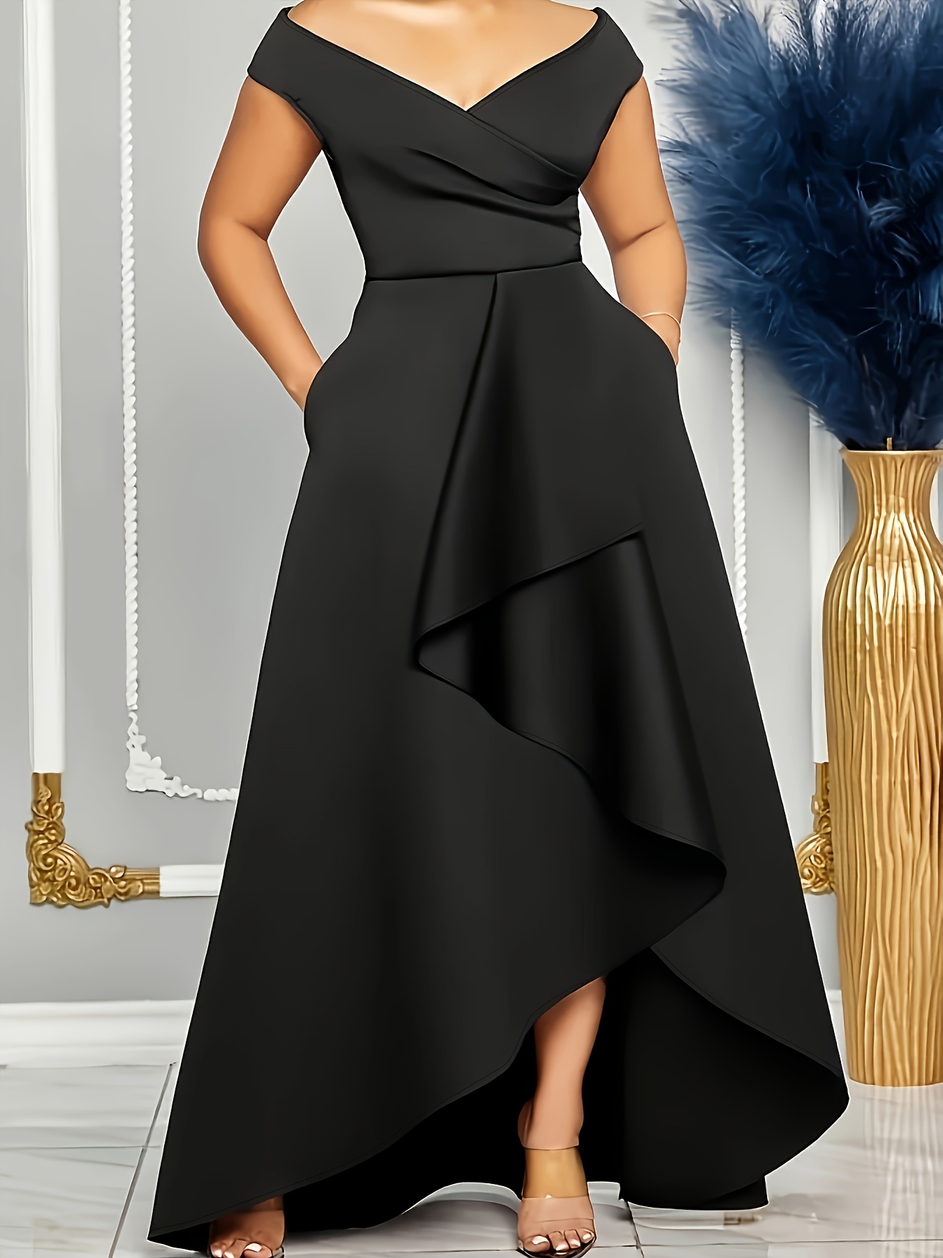 mason by michelle mason asymmetrical dress Honey Couture CHICAGO Red Embellished Asymmetrical Satin Mermaid Formal Dress Red / 8 USA main image 1