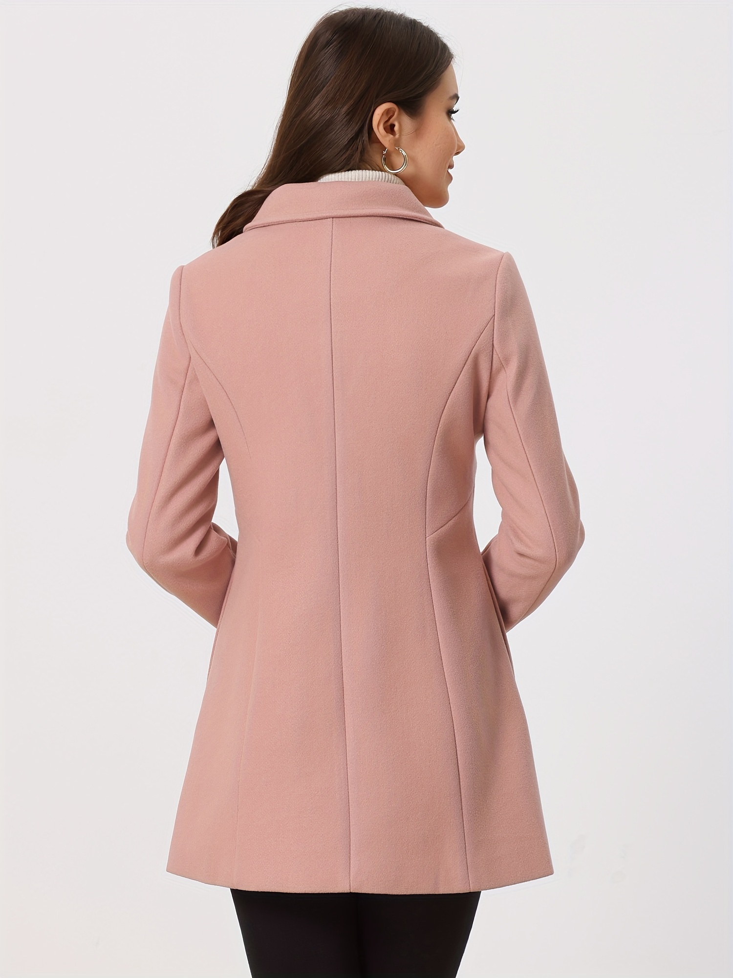 womens long double breasted coats lapel collar pea coat - Temu