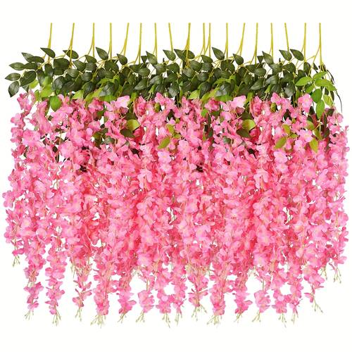 12pcs artificial wisteria flowers 3 6 feet piece white dense artificial wisteria vine hanging garland silk flowers string home party wedding decor