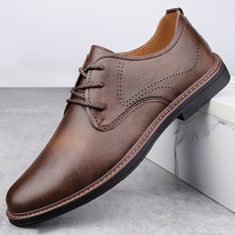 brand second layer cowhide rubber sole mens business - Temu display picture 1