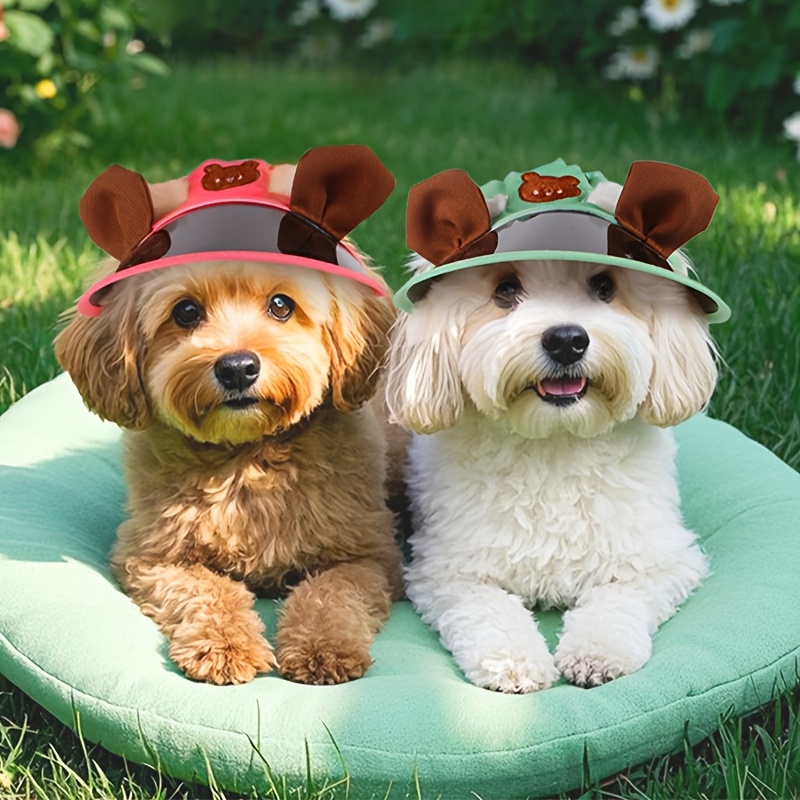 1* Outdoor Sun Hat, Universal Pet Sunshade Cap, Polyester 100%, Woven,  Pullover and Tether, for Small Medium Large Breed Dogs, for