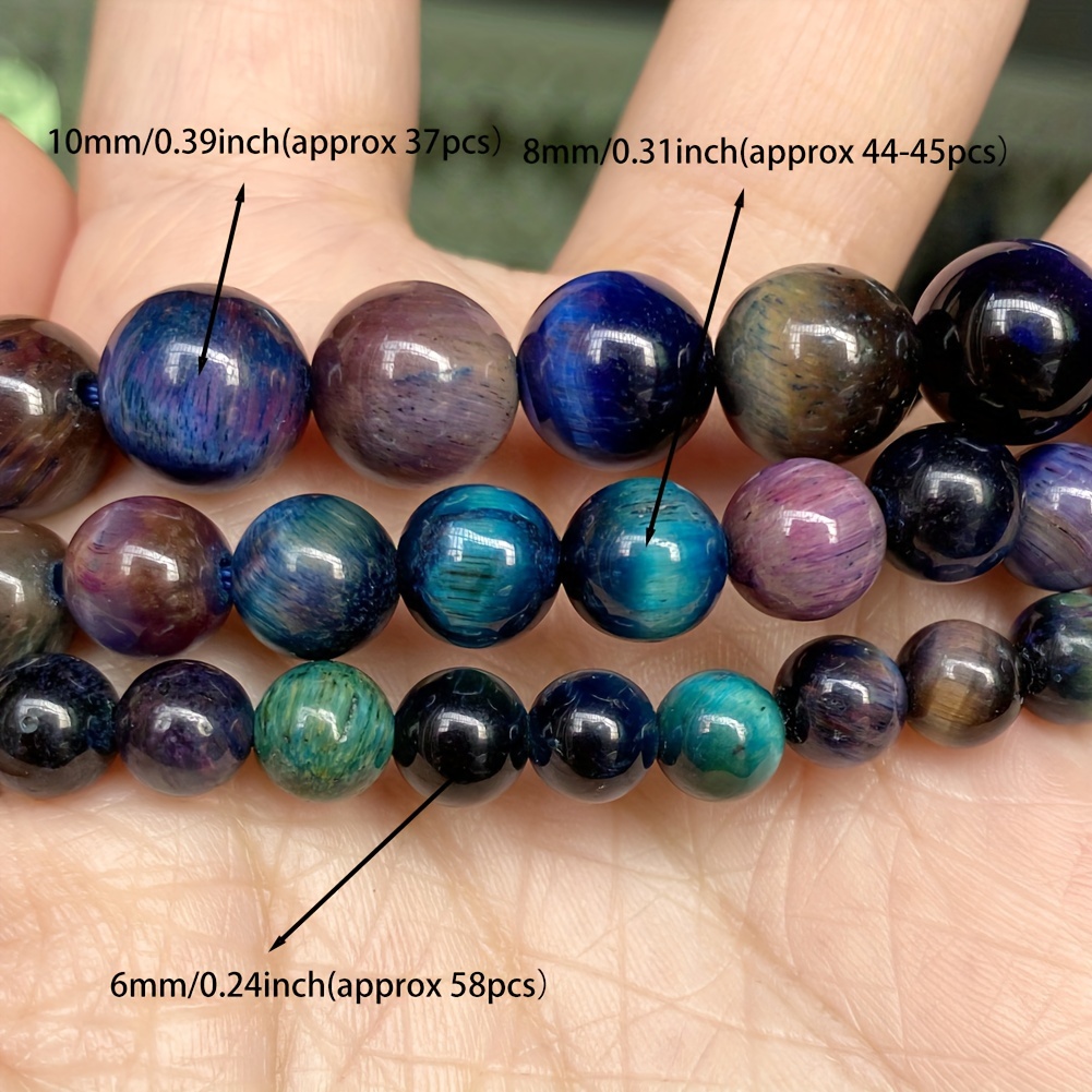 TEMU 6mm 0. 236inch-10mm 0. 393inch Multicolor Tiger Eye Stone Beads Round Loose Beads For Jewelry Making Diy Necklace Bracelet Earring Accessories
