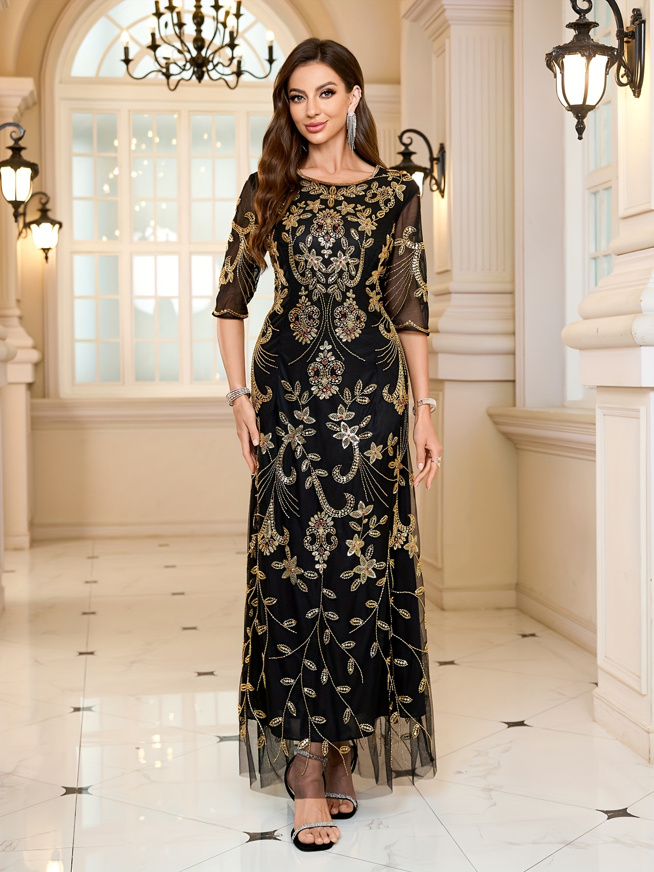 vestido elegante retro jinlicx mujer cuentas lentejuelas Temu Spain