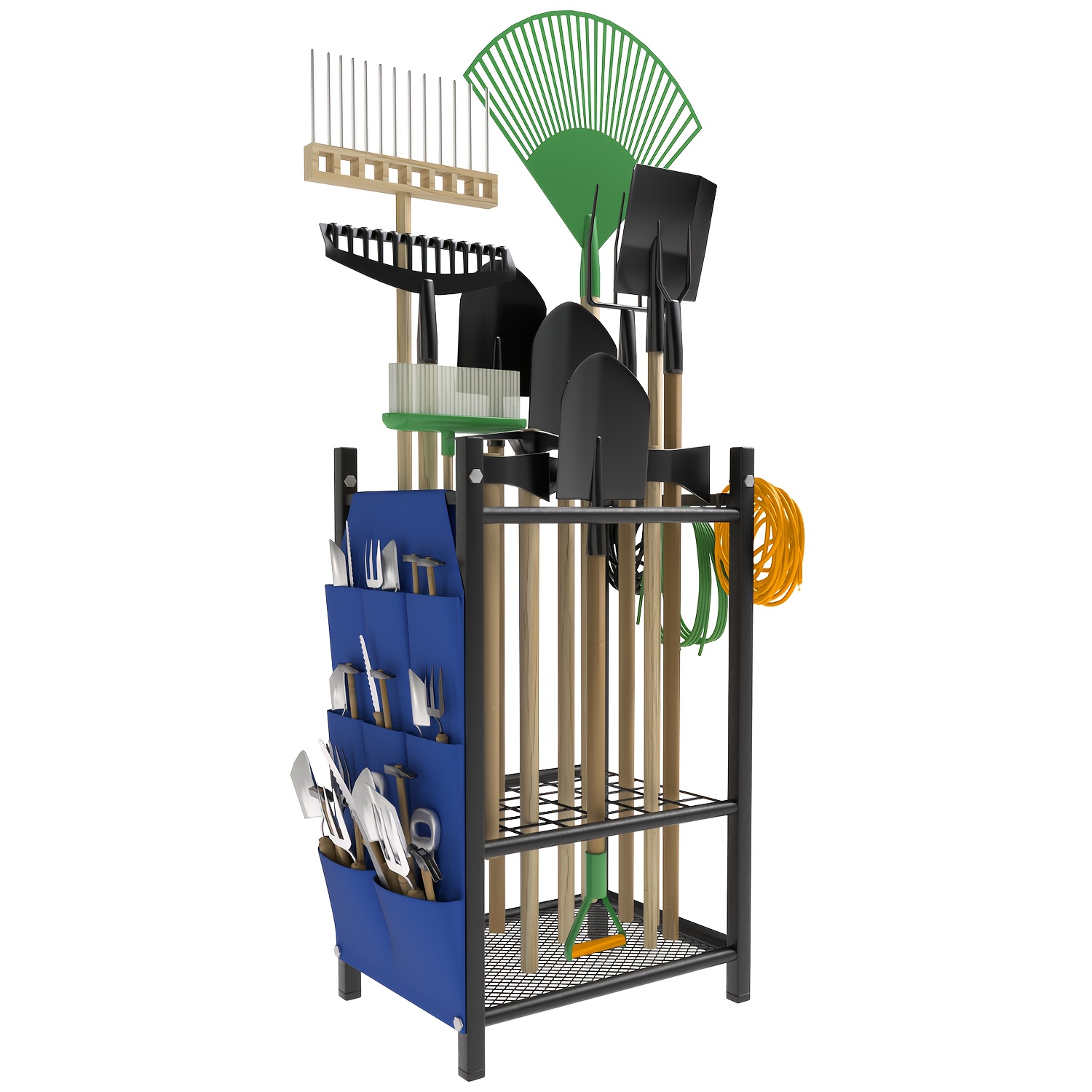 TEMU Garden Tool Organizer, Heavy Duty Steel Garden Tool Storage Rack With 5hooks, Suitable For Garage, Broom Rack And Garden Tool Rack, Shed,
