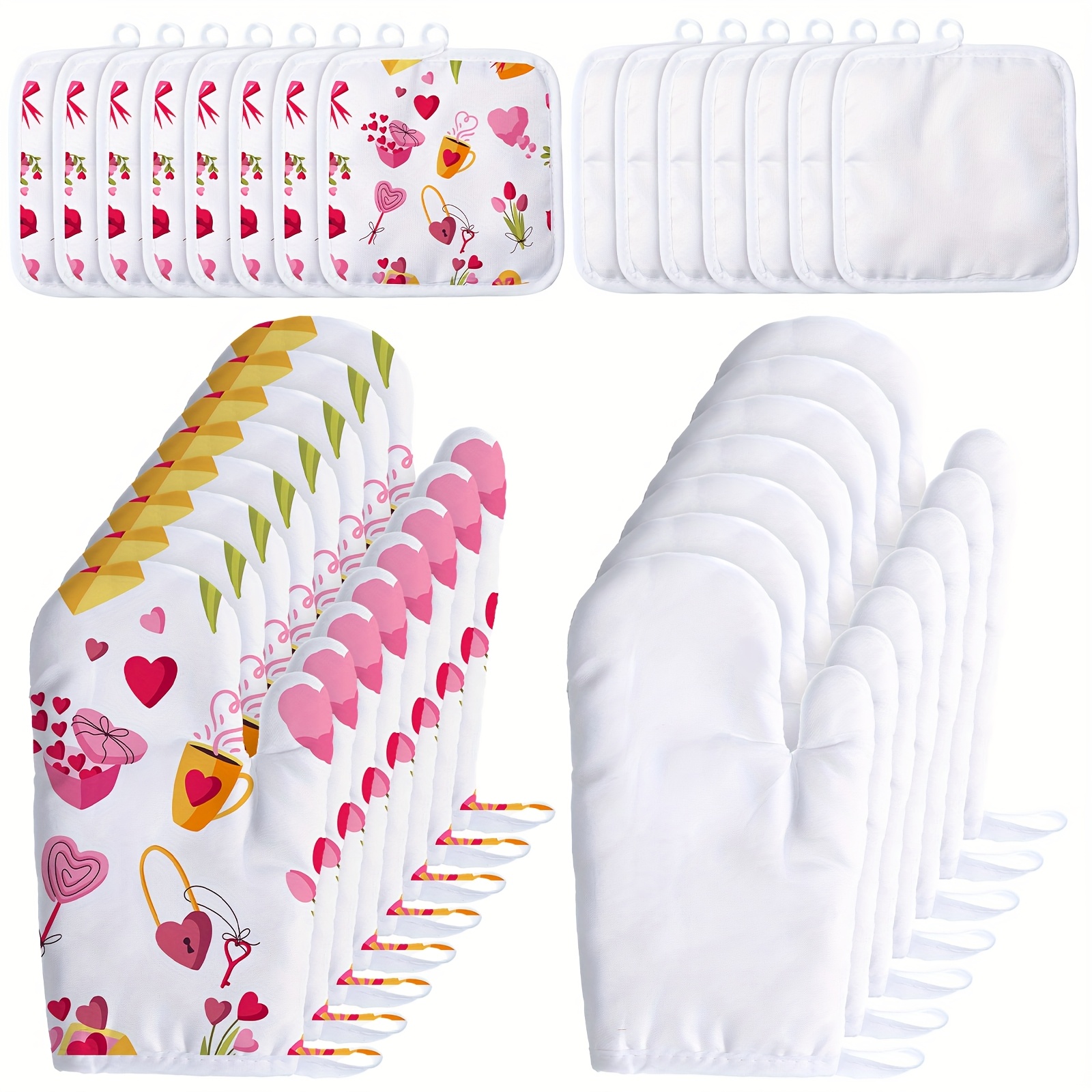 TEMU Blank Sublimation Oven Mitts Set Blank Sublimation Heat Resistance Oven Gloves And Blank Sublimation Pot Holders For Kitchen Dining Room