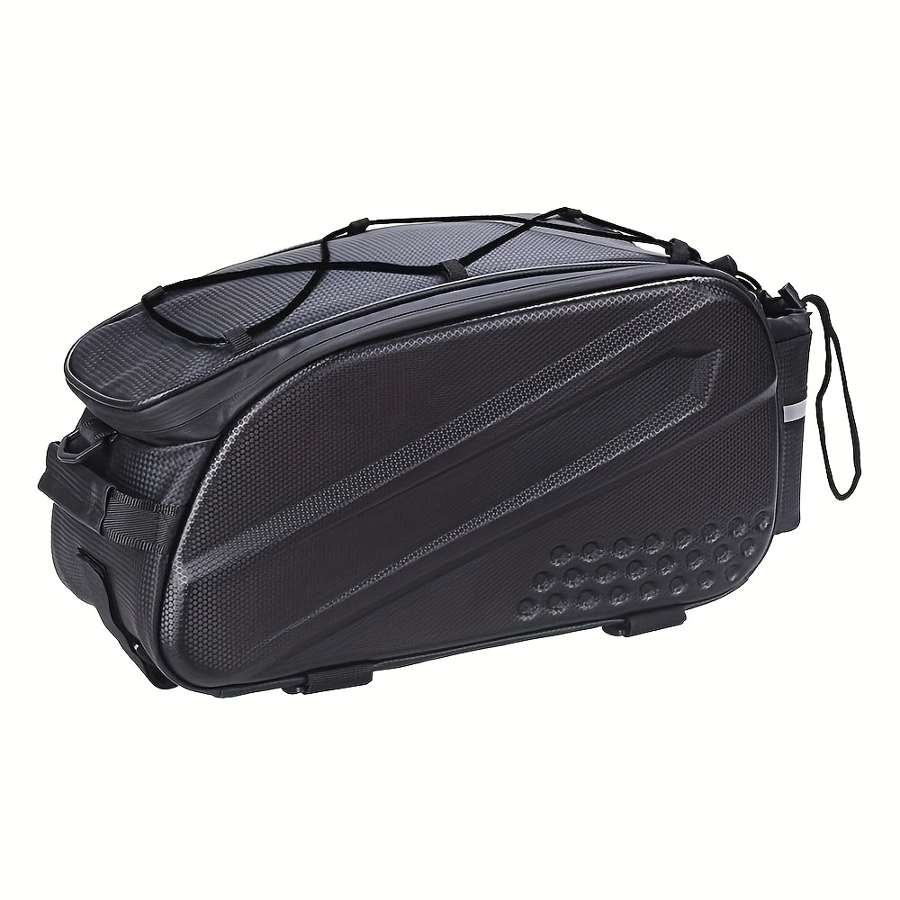 3.7gal High Quality Eva Hard Shell Bike Bag With Adjustable Strap, Reflective Strips Cup Holder Large Capacity Multifunctional Rear Seat Pack For Cycling, Black