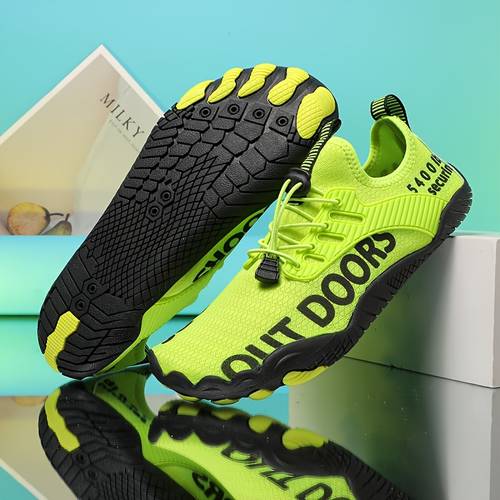 sneakers mens quick non slip shoes breathable low top outdoor shoes with secure lace closure lightweight fabric and rubber sole suitable for swimming surfing hiking fishing spring summer casual striped design