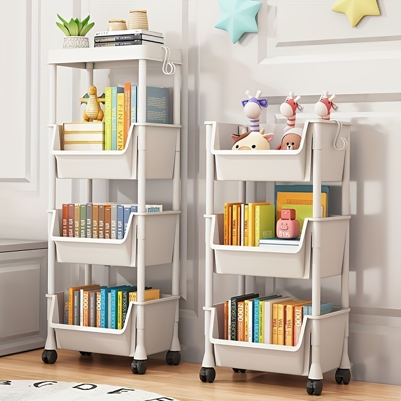

White Cart With Wheels - Adjustable Shelving, Space-saving Organizer For , Easy