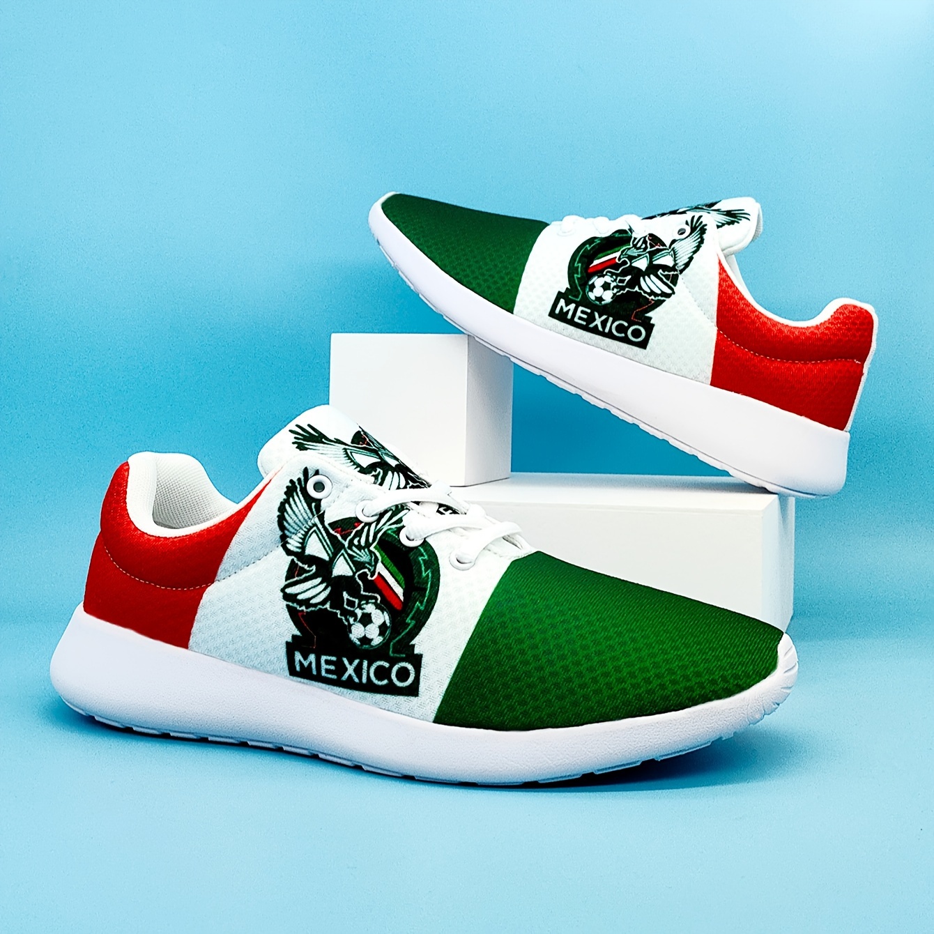 Plus Size Unisex Trendy Mexico Style Pattern Woven Knit Breathable Running  Shoes, Comfy Non Slip Durable Lace Up Sneakers For *'s Wo*'s Outdoor