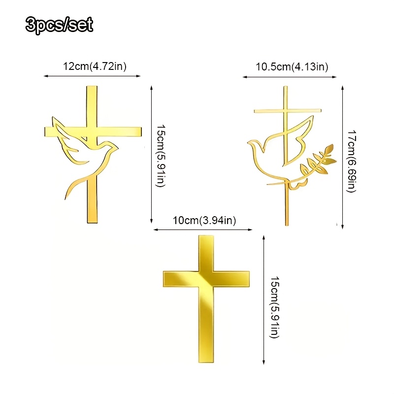 Image of 3pcs Golden God Cake Topper Baptism First Communion Christening Peace Cake Topper For Communion Party Supplies Cake Decorations