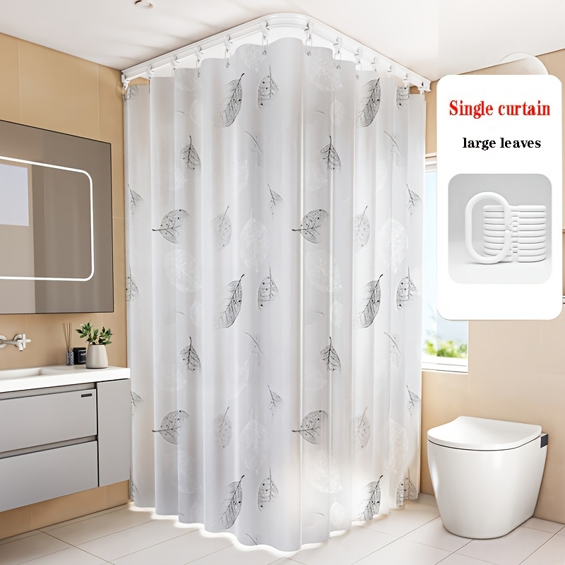 1 Shower Curtain With Patterns - Durable Pvc Material, With Plastic Hooks For , Modern Bathroom Decor | Includes Hooks, Bathroom Shower Partition Curtain