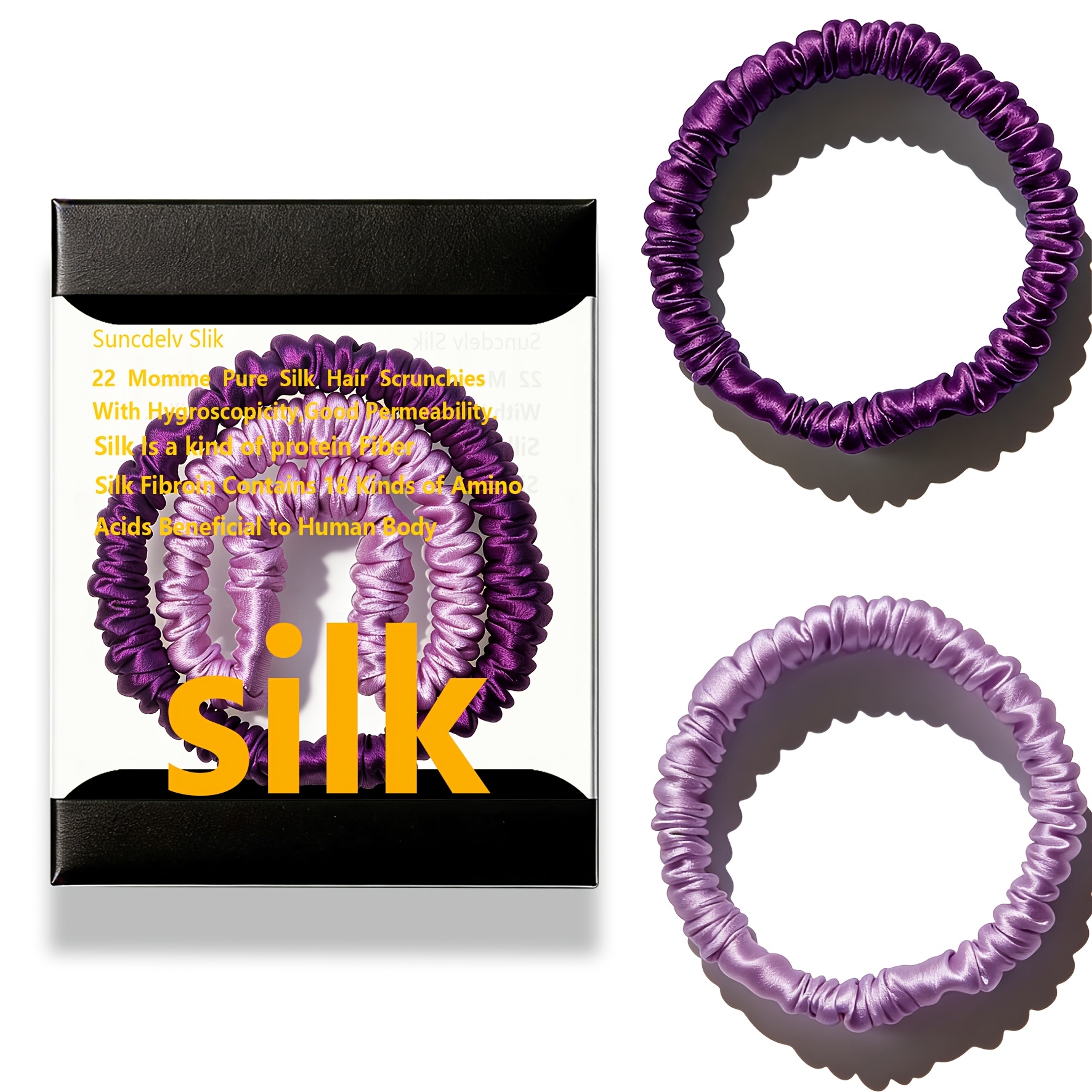 2pcs Silk Silk Hair Scrunchies For Women, Silk Hair Ties For S, Silk Ponytail Holders Hair Accessories, Hair Care No Damage, Valentines Gift