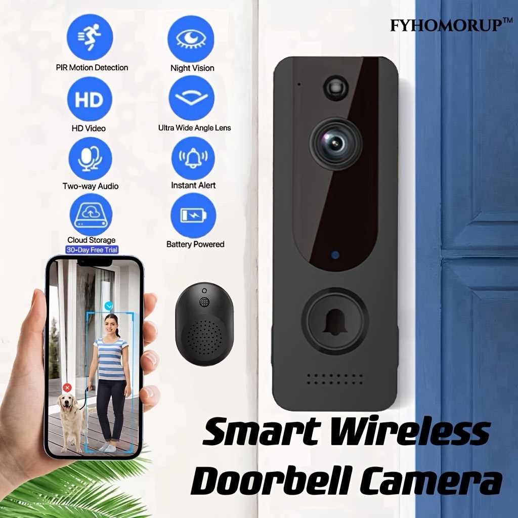 Smart Wireless WiFi Motion Sensor Doorbell and Video Camera 1080P Lens IR  Night Vision Door Bell Supports Tuya