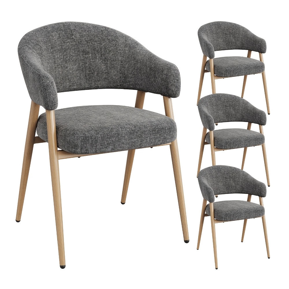 Dining Chair, Restaurant Chair, Kitchen Chair, Chenille Fabric, With Curved Armrests And Open Back, 2/4/6pcs, Suitable For Kitchen, Living Room, And Bedroom