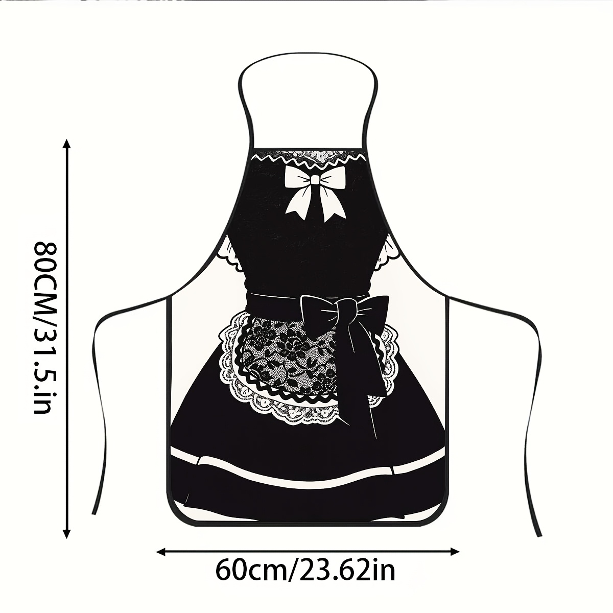TEMU A Lolita Maid Apron - Featuring An Anime Maid Style With Black And White Lace Trim, Ruffles, And Bows - A Cute Costume Accessory Suitable For