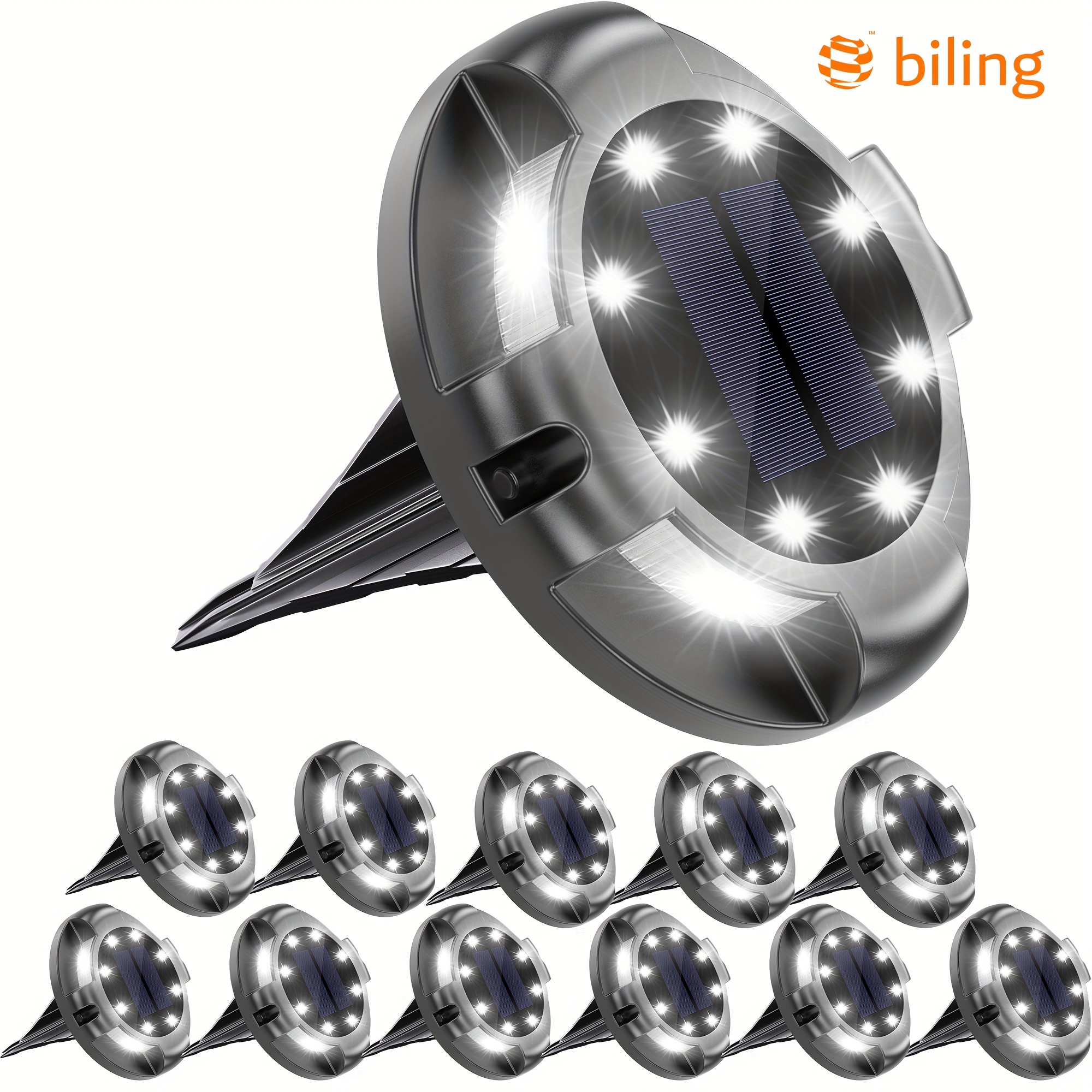 

Biling Solar Outdoor Lights Walkway Lights 12 Packs, Bright Solar Ground Lights Uplight Sidelight, Solar Deck Lights For Yard Walkway Garden Poolside