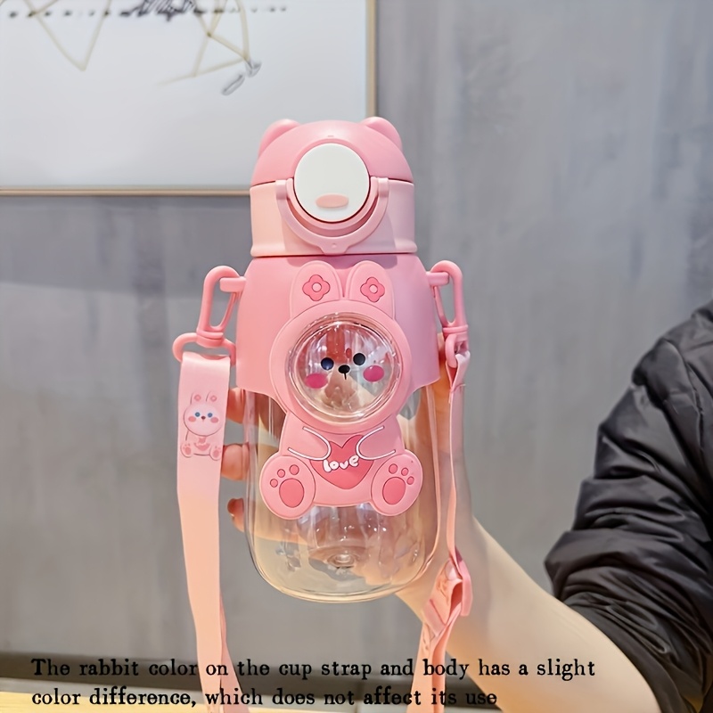1pc Cute Cartoon Plastic Water And Milk Cups, Portable Water Bottles For Going Out