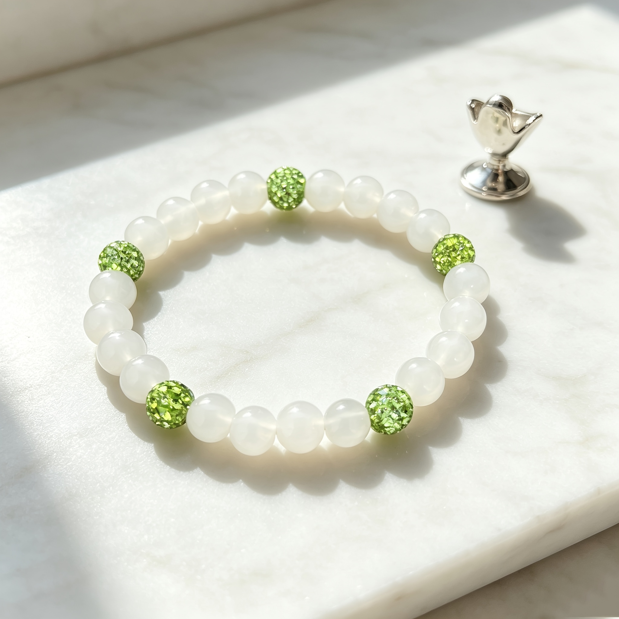 Women's Fruit Green Inlay Synthetic Zirconia Elastic Bracelet